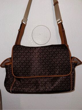Michael Kors Dark Brown Signature Messenger with Tan Trim. Diaper Bag